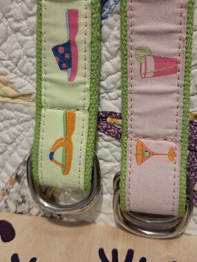 Douglas Paquette Womens Pink Green Cocktail D-Ring Belt Size M Set Of 2 Shoes